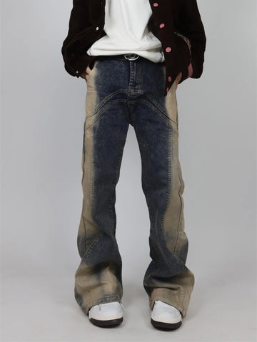 Aidase S-3XL Jeans for Men Contrast Color Hip Hop American Style Popular Teenagers All-match Daily Vitality Simple Baggy Mops Trousers aidase-shop
